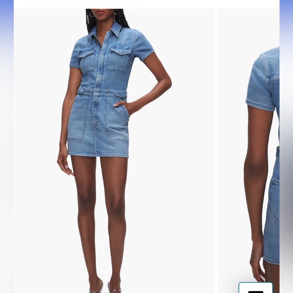 Good American Dress for Success Denim Short-Sleeve Dress